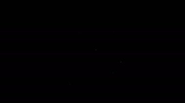 Beyaz çizgi bisiklet çanı simgesi siyah arkaplanda izole edildi. 4K Video hareketli grafik canlandırması