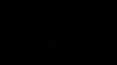 Beyaz çizgi telsiz ikonu siyah arkaplanda izole edildi. Taşınabilir radyo vericisi simgesi. Radyo alıcı-vericisi işareti. 4K Video hareketli grafik canlandırması