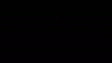 Beyaz çizgili el bombası ikonu siyah arkaplanda izole edildi. Bomba patlaması. 4K Video hareketli grafik canlandırması