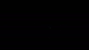 Siyah arka planda izole edilmiş yanan bir ateş ikonu olan beyaz çizgili gaz kazanı. 4K Video hareketli grafik canlandırması
