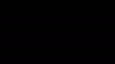 Beyaz çizgili küvet simgesi siyah arkaplanda izole edilmiş. 4K Video hareketli grafik canlandırması