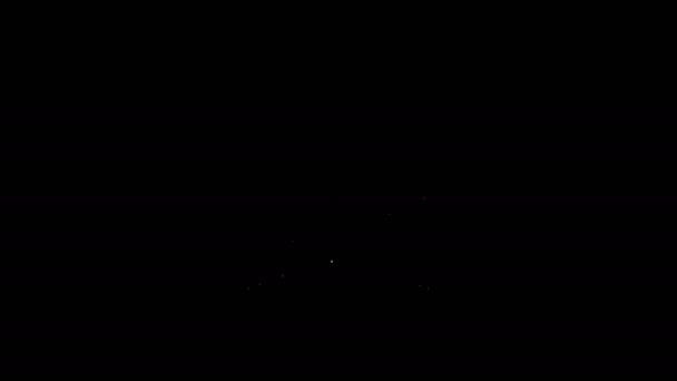 Weiße Linie Gasmaske Symbol isoliert auf schwarzem Hintergrund. Atemschutzzeichen. 4K Video Motion Grafik Animation — Stockvideo