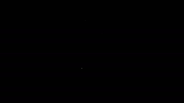 화이트 라인 워키토키 아이콘은 검은 배경에서 분리되었습니다. 휴대 가능 한 무선 송신기 아이콘. 무선 수신기 신호. 4K 비디오 모션 그래픽 애니메이션 — 비디오