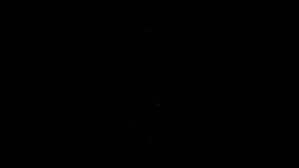 黒の背景に隔離された白い線航空爆弾のアイコン。ロケット爆弾が飛ぶ。4Kビデオモーショングラフィックアニメーション — ストック動画