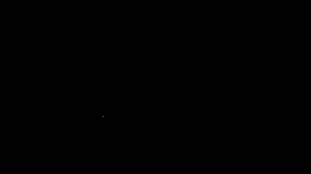 Línea blanca Icono de boina militar aislado sobre fondo negro. Soldados gorra. Sombrero del ejército. Baret de guerra. Animación gráfica de vídeo 4K — Vídeo de stock