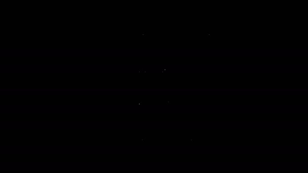 Hvit linje Kikulær ikon isolert på svart bakgrunn. Finn programvareskilt. Symbol for spionutstyr. 4K Video motion grafisk animasjon – stockvideo