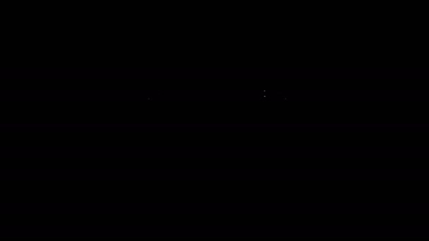 Línea blanca Icono de llave de filtro aislado sobre fondo negro. La clave para apretar el tronco del filtro de la bombilla. Animación gráfica de vídeo 4K — Vídeos de Stock
