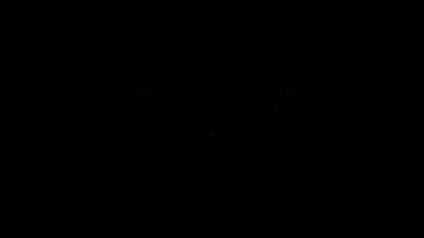 Fehér vonal Törött fém cső szivárgó víz ikon elszigetelt fekete alapon. 4K Videó mozgás grafikus animáció — Stock videók