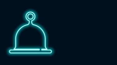 Parlayan neon hattı sauna şapka simgesi siyah arkaplanda izole edildi. 4K Video hareketli grafik canlandırması