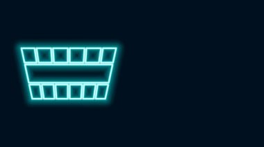 Parlayan neon hattı sauna kovası simgesi siyah arkaplanda izole edildi. 4K Video hareketli grafik canlandırması