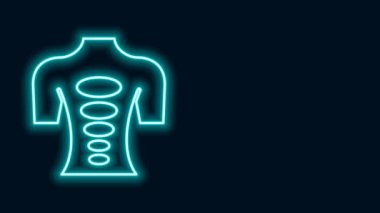 Parlayan neon hattı masaj taşı ikonu siyah arka planda izole edildi. Rahatlatıcı, boş zaman. 4K Video hareketli grafik canlandırması