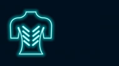 Parlayan neon çizgi masajı simgesi siyah arkaplanda izole edildi. Rahatlatıcı, boş zaman. 4K Video hareketli grafik canlandırması