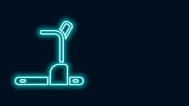 Parlayan neon hattı Koşu bandı makine simgesi siyah arkaplanda izole edildi. 4K Video hareketli grafik canlandırması