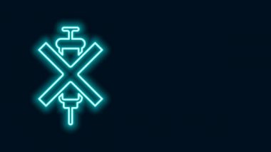 Parlayan neon hattı. Siyah arkaplanda doping ikonu yok. 4K Video hareketli grafik canlandırması