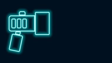 Dalgıç simgesi için parlayan neon hattı feneri siyah arkaplanda izole edildi. Su altı ekipmanları. 4K Video hareketli grafik canlandırması