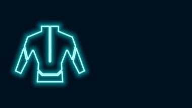 Siyah arkaplanda izole edilmiş dalgıç ikonu için parlak neon çizgisi dalış kıyafeti. Su altı ekipmanları. 4K Video hareketli grafik canlandırması