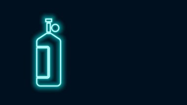 Parlayan neon hattı Aqualung simgesi siyah arkaplanda izole edildi. Dalgıçlar için oksijen tüpü. Dalış ekipmanları. Olağanüstü bir spor. Su altı ekipmanları. 4K Video hareketli grafik canlandırması