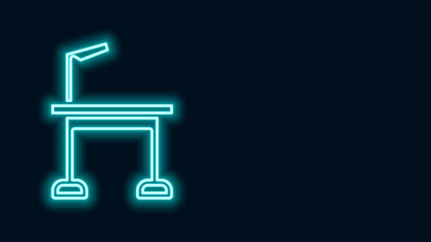 Glowing neon line Pet meja perawatan ikon terisolasi pada latar belakang hitam. Animasi grafis gerak Video 4K — Stok Video