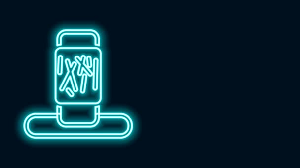 Ragyogó neon vonal Macska kaparó oszlop játék ikon elszigetelt fekete háttér. 4K Videó mozgás grafikus animáció — Stock videók