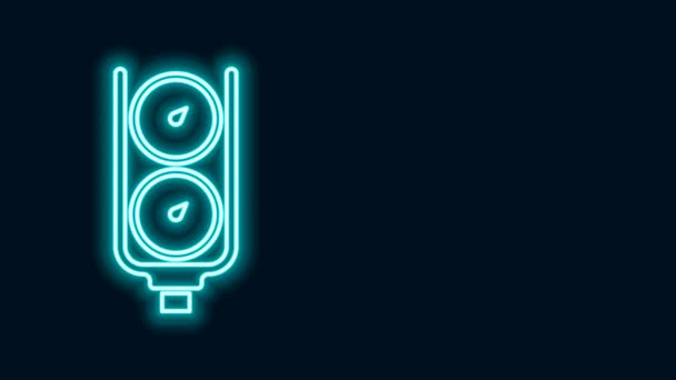 Gloeiende neon lijn Meetschaal pictogram geïsoleerd op zwarte achtergrond. Tevredenheid, temperatuur, manometer, risico, rating, prestaties, toerenteller. 4K Video motion grafische animatie — Stockvideo