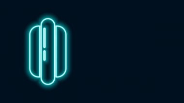 Parlayan neon hattı Hotdog sandviç ikonu siyah arkaplanda izole edildi. Sosis ikonu. Fast food burcu. 4K Video hareketli grafik canlandırması