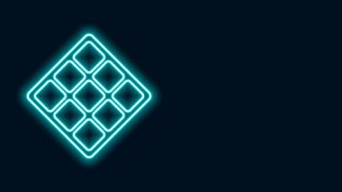 Parlayan neon çizgisi Waffle simgesi siyah arkaplanda izole edildi. 4K Video hareketli grafik canlandırması