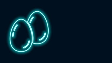 Parlayan neon hattı Paskalya yumurtaları simgesi siyah arka planda izole edilmiş. Mutlu Paskalyalar. 4K Video hareketli grafik canlandırması
