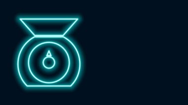 Parlayan neon çizgi Ölçekleme simgesi siyah arkaplanda izole edildi. Ağırlık ölçüm aletleri. 4K Video hareketli grafik canlandırması