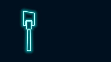 Parlayan neon çizgisi Spatula simgesi siyah arkaplanda izole edildi. Mutfak spatula ikonu. Barbekü spatula işareti. Barbekü ve ızgara aleti. 4K Video hareketli grafik canlandırması