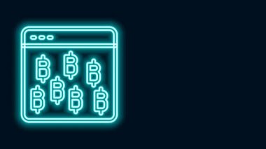 Parlayan neon hattı Kripto para birimi simgesi Bitcoin siyah arka planda izole edildi. Madeni para. Engelleme zinciri tabanlı şifreli para birimi. 4K Video hareketli grafik canlandırması