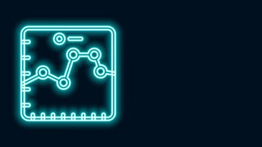 Parlak neon hattı Browser 'ın borsa büyüme grafikleri ve kara fon üzerinde izole edilmiş para simgesi var. Ekranda ok grafikleri olan bir monitör. 4K Video hareketli grafik canlandırması