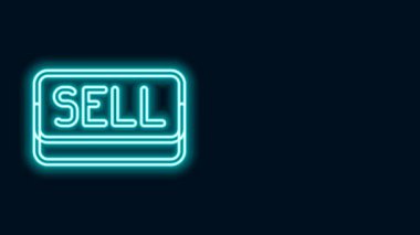Parlayan neon hattı satma simgesi siyah arkaplanda izole edildi. Finansal ve borsa yatırım konsepti. 4K Video hareketli grafik canlandırması