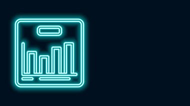 Parlayan neon hattı pasta grafiği bilgi simgesi siyah arkaplanda izole edildi. Diyagram çizelgesi. 4K Video hareketli grafik canlandırması