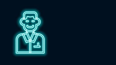 Parlayan neon hattı simgesi siyah arkaplanda izole edildi. İşadamı hisse senedi ticareti yapıyor. 4K Video hareketli grafik canlandırması