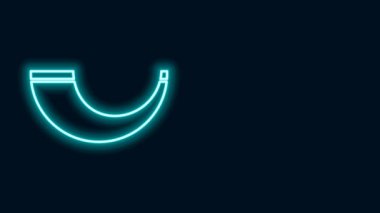 Parlayan neon hattı geleneksel ram boynuzu, siyah arkaplanda izole edilmiş shofar ikonu. Rosh hashanah, Yahudi yeni yıl bayramı geleneksel sembolü. 4K Video hareketli grafik canlandırması