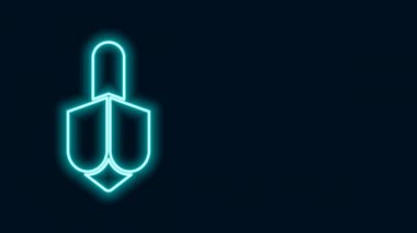 Parlayan neon hattı Hanuka dreidel simgesi siyah arkaplanda izole edildi. 4K Video hareketli grafik canlandırması