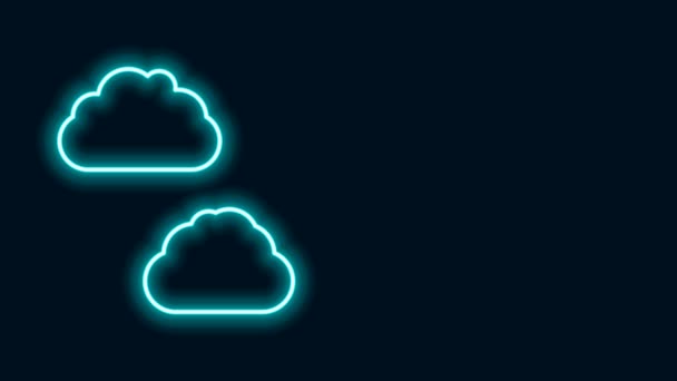 Świecąca neonowa linia Ikona chmury na czarnym tle. 4K Animacja graficzna ruchu wideo — Wideo stockowe