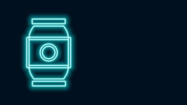 Parlayan neon hattı bira siyah arkaplanda izole edilebilir. 4K Video hareketli grafik canlandırması
