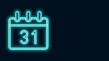 Parlayan neon çizgisi takvim simgesi siyah arkaplanda izole edildi. Olay hatırlatma sembolü. Mutlu Noeller ve mutlu yıllar. 4K Video hareketli grafik canlandırması
