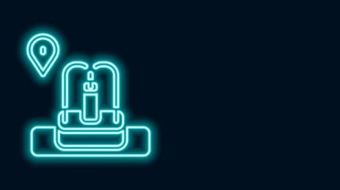 Siyah arkaplanda izole edilmiş fıskiye simgesiyle parlayan neon hattı konumu. 4K Video hareketli grafik canlandırması