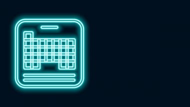 Siyah arkaplanda izole edilmiş element simgesinin parlayan neon çizgisi periyodik tablosu. 4K Video hareketli grafik canlandırması