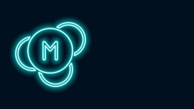 Parlayan neon hattı Molekül simgesi siyah arkaplanda izole edildi. Kimya moleküllerinin yapısı, fen öğretmenlerinin yenilikçi eğitim posteri. 4K Video hareketli grafik canlandırması