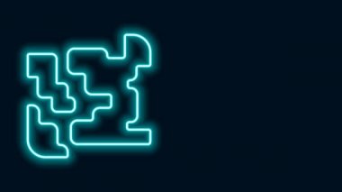 Parlayan neon hattı gaz ikonu siyah arkaplanda izole edildi. Gazdaki maddenin durumunu değiştiriyor. 4K Video hareketli grafik canlandırması