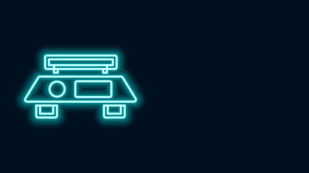 Ragyogó neon vonal Elektronikus mérlegek ikon elszigetelt fekete alapon. Súlymérő berendezés. 4K Videó mozgás grafikus animáció — Stock videók