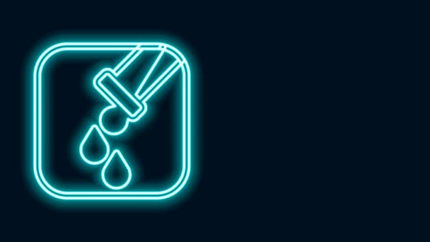Glowing neon line Test tube and flask chemical laboratory test icon isolated on black background. Laboratory glassware sign. 4K Video motion graphic animation — Stock Video