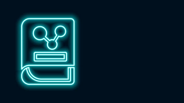 Świecąca neonowa linia Ikona książki chemicznej odizolowana na czarnym tle. 4K Animacja graficzna ruchu wideo — Wideo stockowe