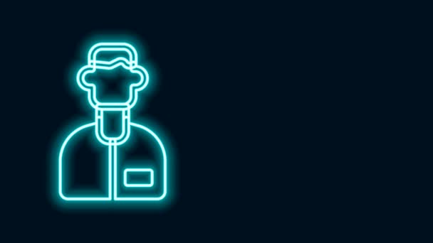 Ragyogó neon vonal Laboratóriumi asszisztens ikon elszigetelt fekete alapon. 4K Videó mozgás grafikus animáció — Stock videók
