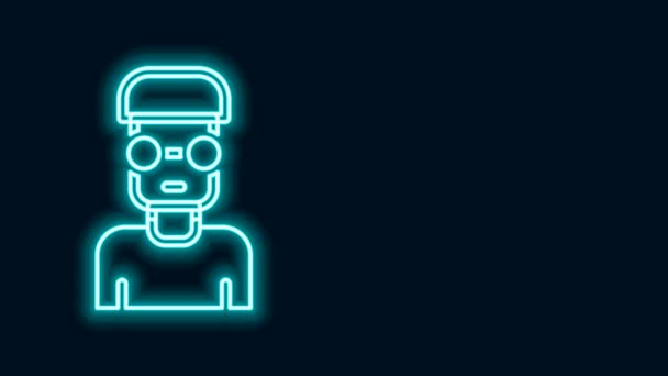 Žhnoucí neonové linie Nerd geek ikona izolované na černém pozadí. Grafická animace pohybu videa 4K — Stock video