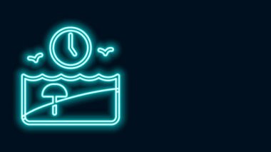 Parlayan neon hattı tatil simgesi siyah arkaplanda izole edildi. 4K Video hareketli grafik canlandırması