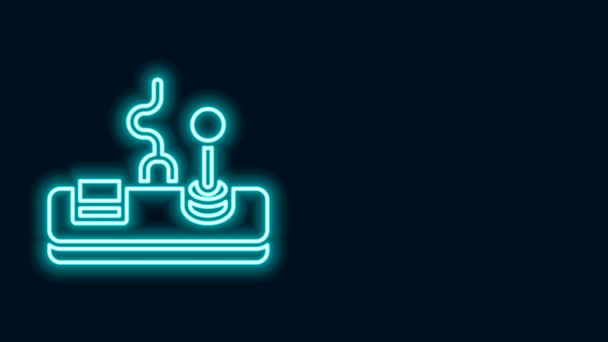 Gloeiende neon lijn Gamepad pictogram geïsoleerd op zwarte achtergrond. Spelregelaar. 4K Video motion grafische animatie — Stockvideo